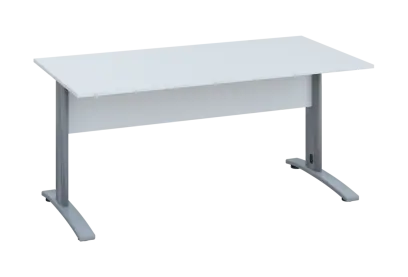 EPK 18 - 16 stůl kancelářský, kovová podnož stříbrná, deska 18 mm, široký 1600 mm, bílá